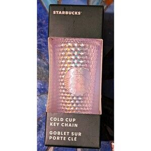 Starbucks 2023 Holiday Iridescent Pink Studded Bling Cold Cup Ornament Keychain